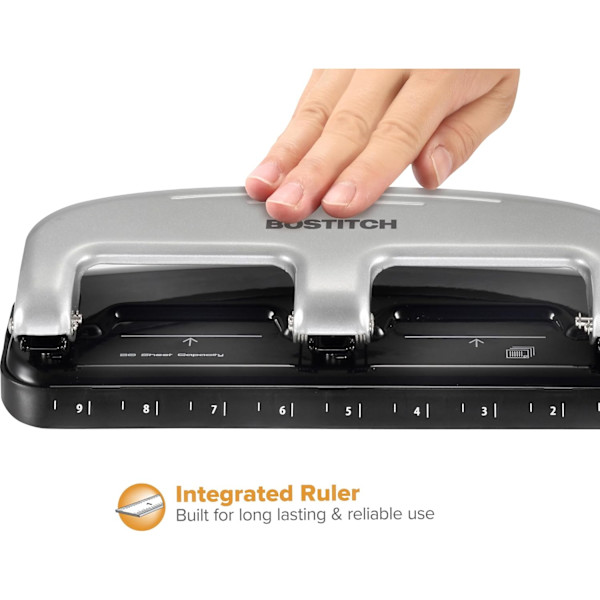3-Hole Punch, 20 Sheet Capacity, Reduced Effort, Jam-Free Technology, Silver