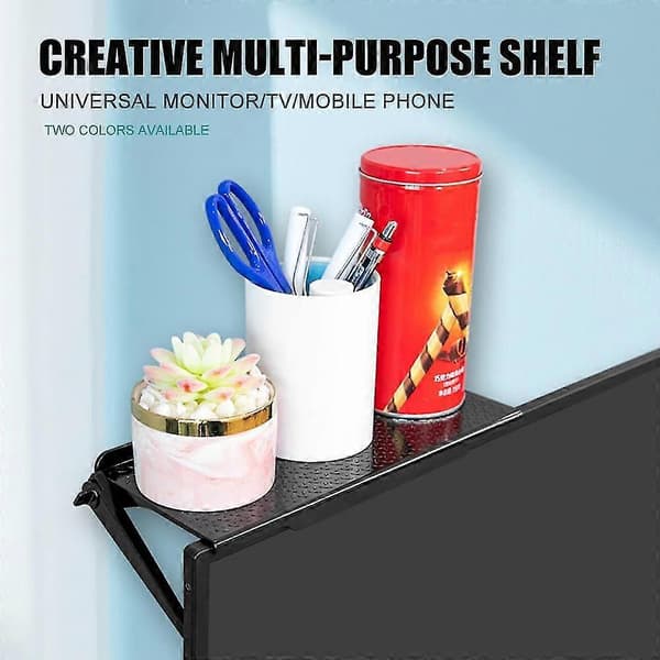 Adjustable TV Screen Top Storage Shelf Rack Holder Monitor Organizer -Yx