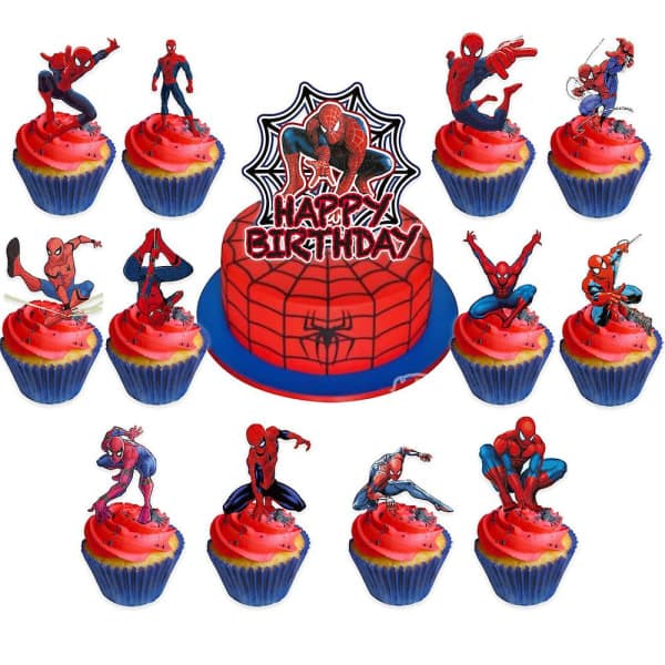 Spiderman Superhelt Tema Bursdagsfest Tilbehør Sett Ballonger Banner Kaketopper Dekorationssett For Barn Gutter