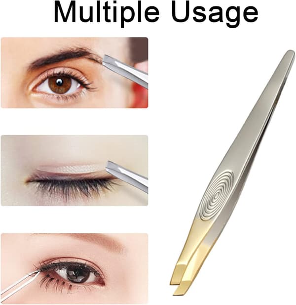 Tweezer, Professional Slanted Eyebrow Tweezer for Eyebrows and