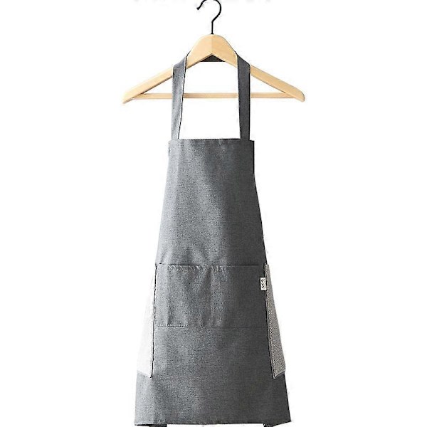 (Gris) 1-pack Vattentäta Förkläden, Justerbart Kockförkläde med Fickor för Hemmet, Restaurangen, Hantverk, Trädgård, Grillning