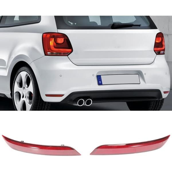 Left and Right Red Taillight Reflector for Polo 6R 6C from 2014 Rear Light Reflector Bumper Replacement 6C0945105B