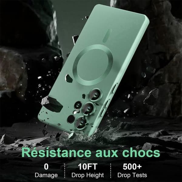 Fodral + 2 härdade glas för Samsung Galaxy S26 Ultra, silikon med grön magnetring Grön Grön
