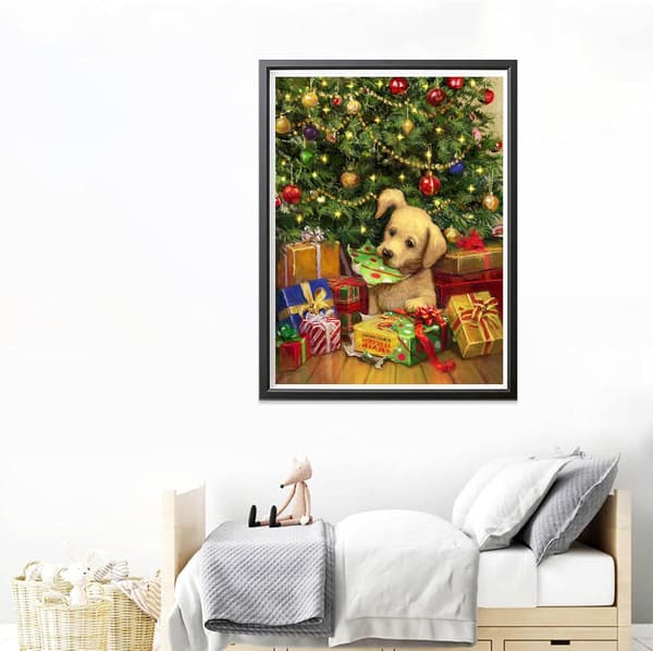DIY 5D Diamond Painting Christmas Tree Dog Complete Accessories,