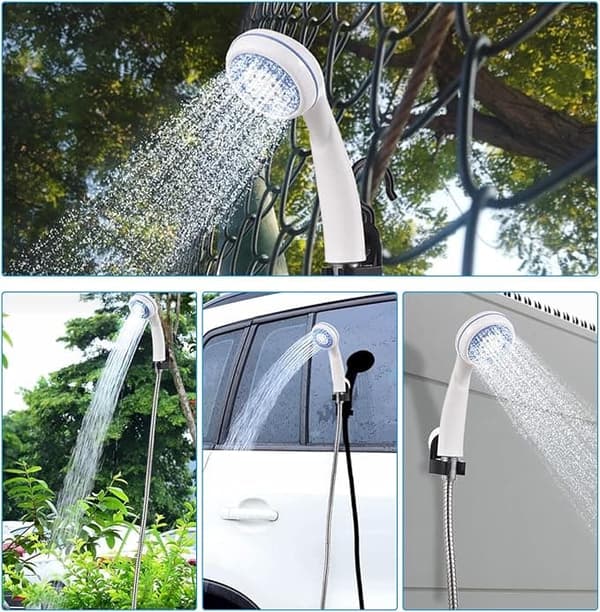 Bærbar campingbruser med USB-opladning – Elektrisk pumpe, LED-lys_TF_TF