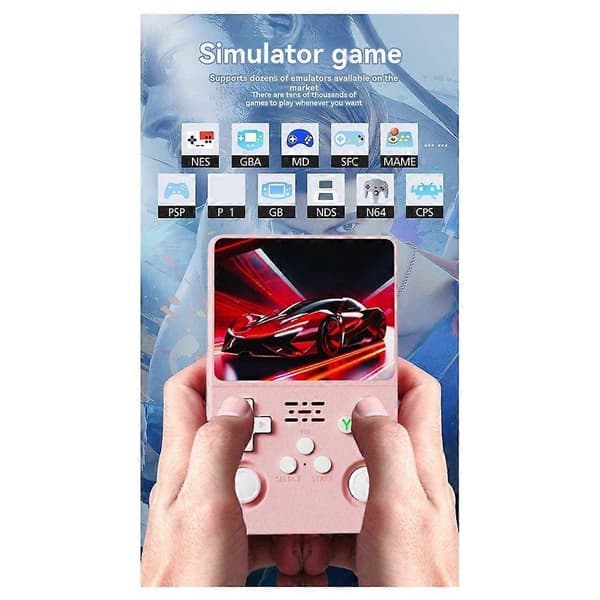 K36S R36S Retro Gaming Console 64GB 3.5 inch IPS Screen Linux WIFI Portable Pocket Game Console for Kids Pink Pink