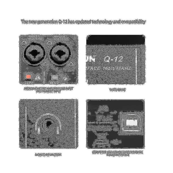 Lydkort Audio Mikser 4 Kanaler 48v Strøm Lydkort Konsoll Bordsystem Grensesnitt Stereo Datamaskin