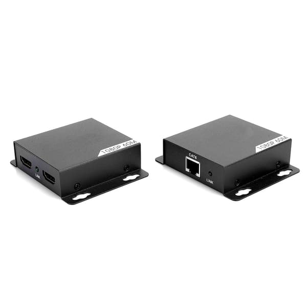 Metal Shell Black Automatic Adjustment 60M HD Single Cable 1080P Signal Amplifier Extender with LED Indicator Light 110-240V UK Plug