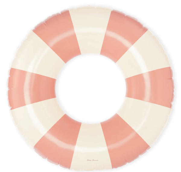 Pink badering, retro-stribet badering, poolring, bæreevne: 75 kg pink