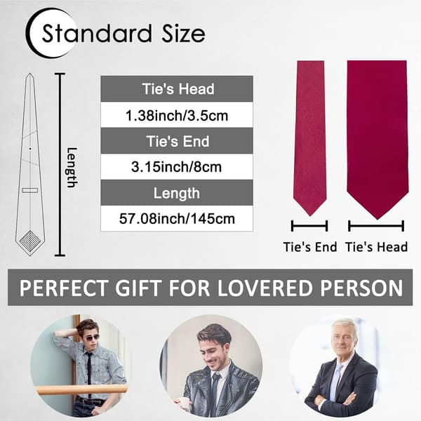 Slips for men Solid sateng slips 3,15'' Formelt slips for bryllup Forretninger Jul Farsdag Valentinsdag Gave Plomme Lilla - Plum Purple