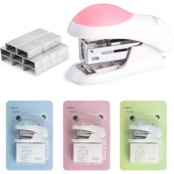 Mini Easy Desktop Stapler with Built-in Staple Remover, Cute Stapler Gift for Students and Office Use