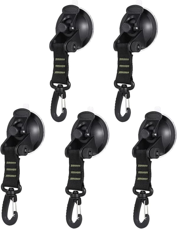 Heavy Duty Vacuum Suction Cup with Hook, Removable Strong Suction Cup Hooks, Versatile Reusable Securing Hook for Outdoor Car Camping Awning Ten