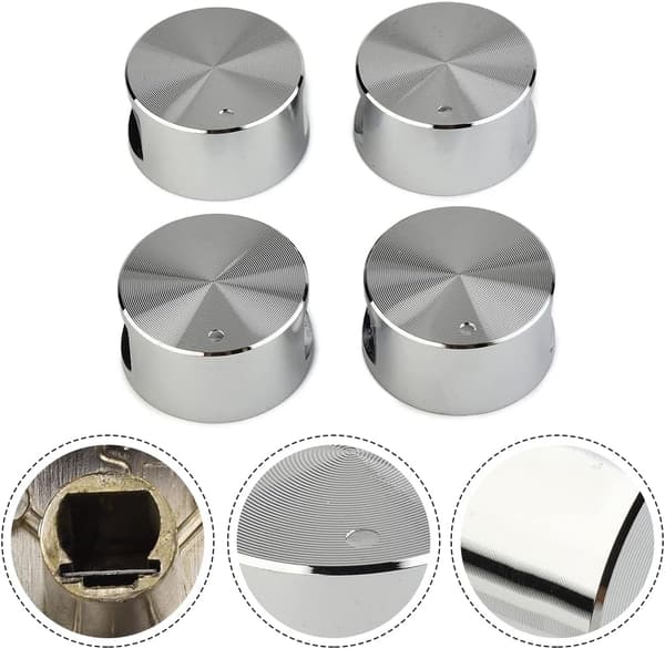 Sett med 4 kontrollknapper i aluminiumlegering for gasskomfyr