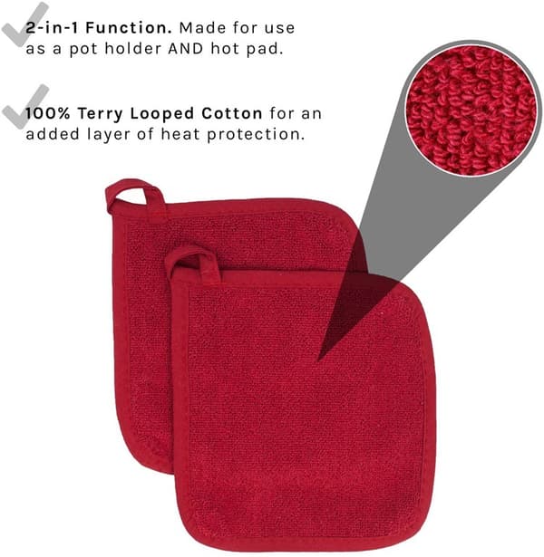 Kokong Set med Grytlappar i Terry, 2-pack (Paprika)