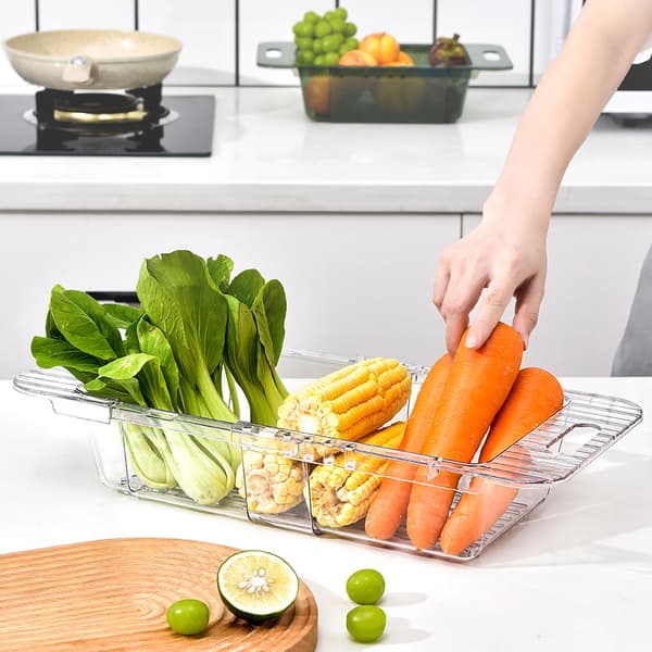 Sink Strainer with Retractable Design Transparent Quick Drainage Durable PET Sink Strainer Transparent Strainer with Retractable Design