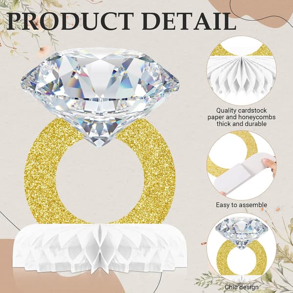 9 stk diamantring midtpunkt forlovede ringer dekorasjon -