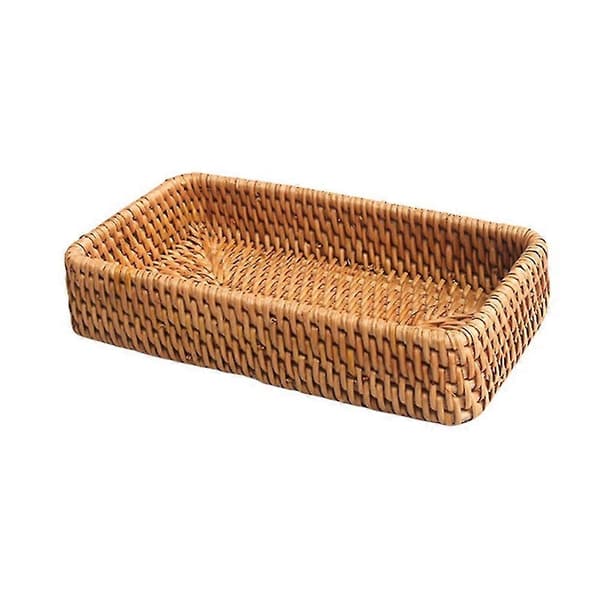 Handwoven Storage Basket Rattan Storage Tray Baskets Bread Fruit Food Breakfast Display Box
