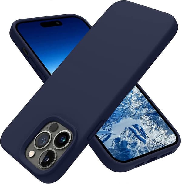 Designed for iPhone 14 Pro Case, Silicone Shockproof Slim Thin Phone Cover for iPhone 14 Pro 6.1 inch (Midnight Blue)