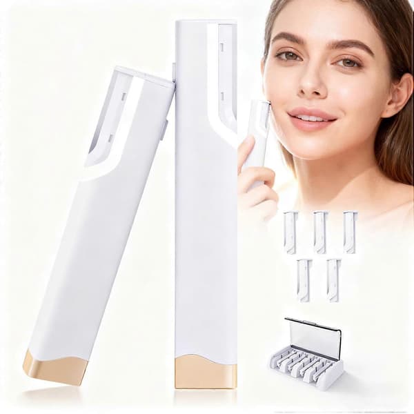 Sonic Dermaplane Razor for Women's Face - Rechargeable Sonic Dermaplaning Tool with 5 Blades
