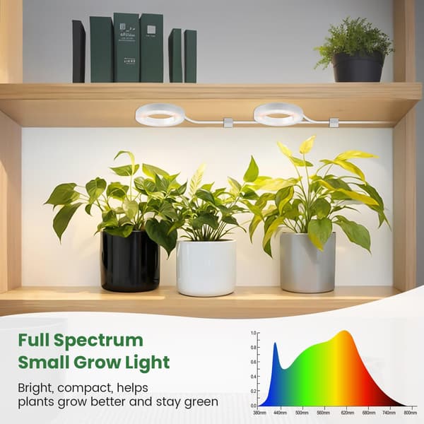 Loftsmonterede plantelamper til indendørs planter, LED fuldspektrum plantelampe med 3/9/12H timer, til små planter (2-hoveder)