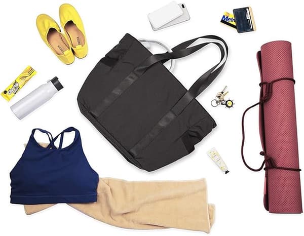 Stor vandtæt duffelbag, mulepose med yogamåtte-spænde, til rejser, fitness, arbejde, sort
