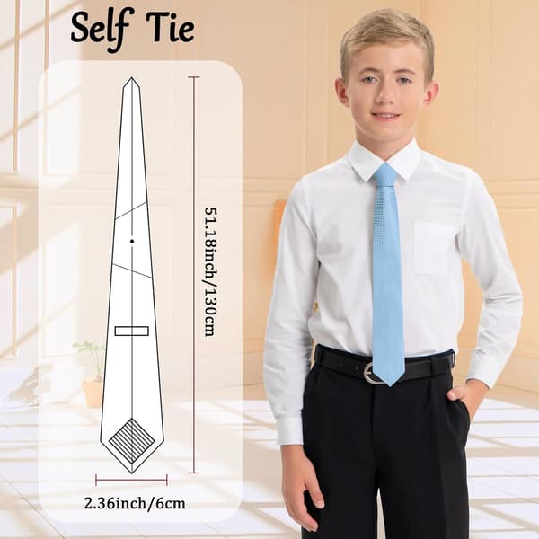 Slips for gutter, selvbindende barneslips, ensfarget gutteslips, konfirmasjon/skole, lyseblå - Skyblue