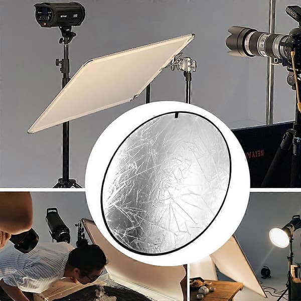 Reflector 2-in-1 Foldable Round 60cm Photography Reflector Light Diffuser for Photography