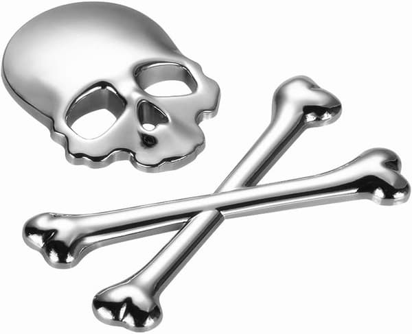 2 st (9*8,5 cm) 3D metallpersonlighet dödskalle skelett dödsbil Moto