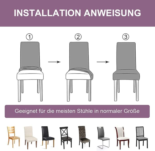 4 stk stolbeskyttere (lilla), elastiske moderne spisestoltrekk
