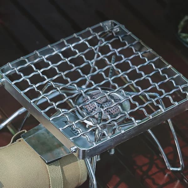 Bærbart sammenleggbart grillstativ i rustfritt stål for camping, grilling og utendørs matlaging 24 x 17 x 13 cm 1 stk 1pc