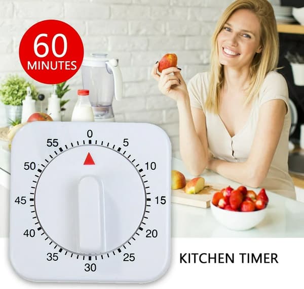 60 min mekanisk kökstimer korttidsklocka kökstimer baktimer äggtimer mekanisk vit