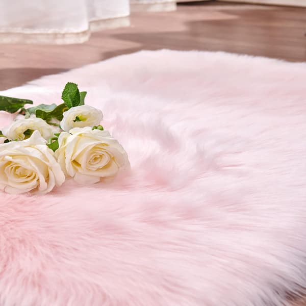 Tæppe til stue Dekorativt tæppe, sofatæppe til soveværelse, seng, sofa eller stol (Pink, 60 x 100 cm)