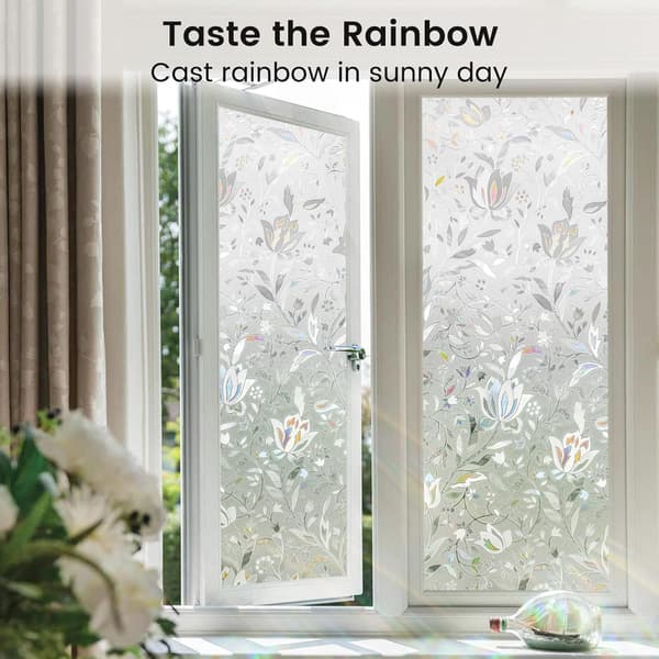 Privacy Window Film, Sun Blocking Removable Window Sticker, Decor