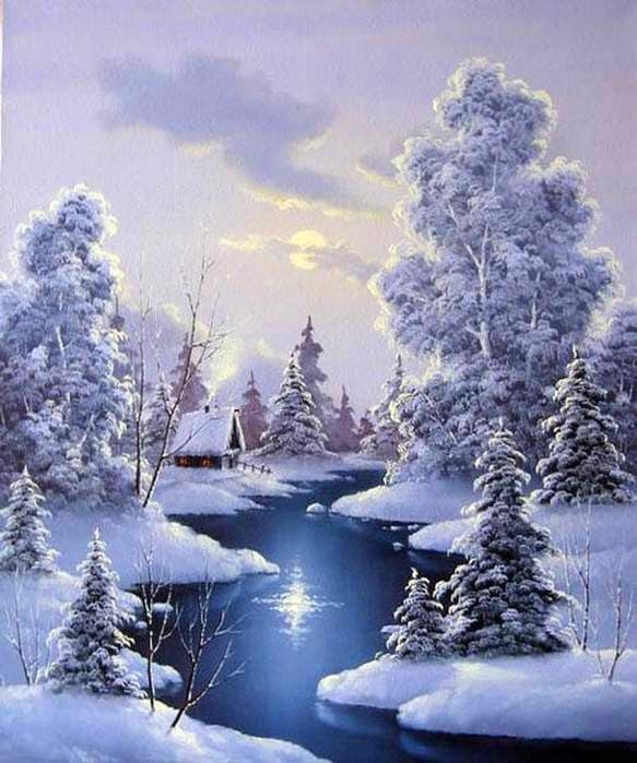 30x40cm 5D DIY Diamantmaleri Fullt, Vinter Slott Serie#E, DIY Diamant Strass