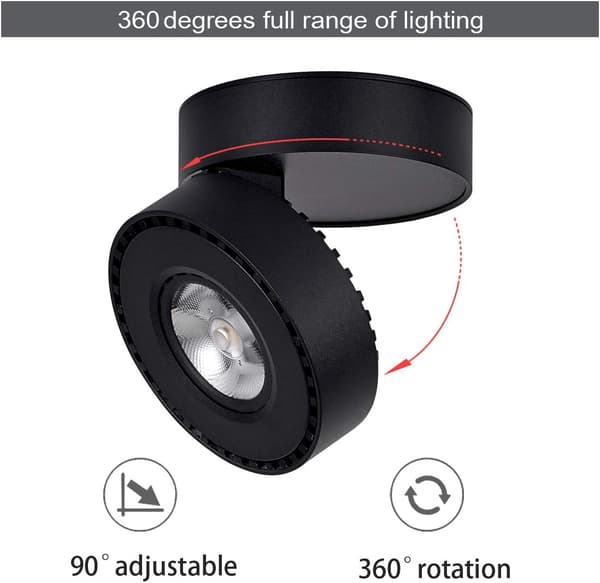 12W LED-loftspotlight, justerbar lyskasse