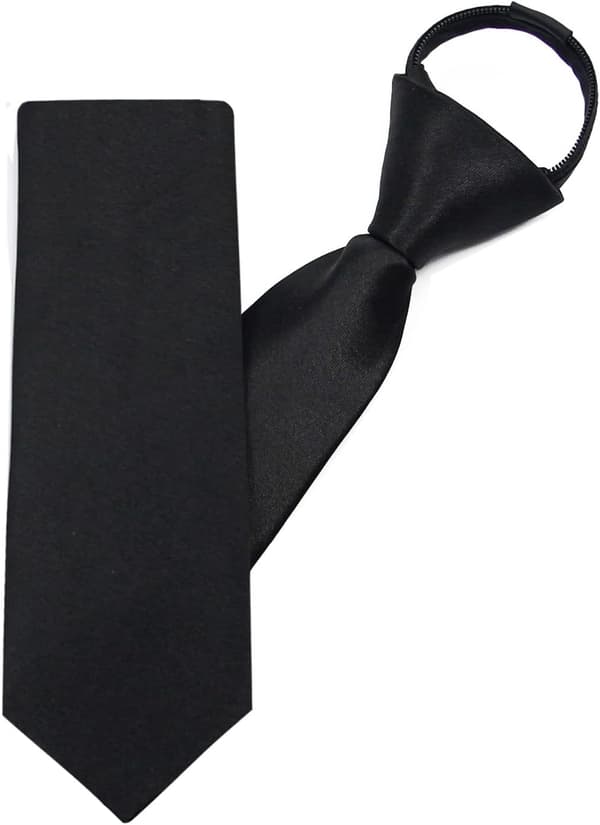 Færdigbundne slips til drenge 1/2 pakke 14 tommer justerbar lynlåsslips bryllup dimission skoleuniformer 1 sort medium (14 tommer) 1 Pack Black Medium (14 inch)