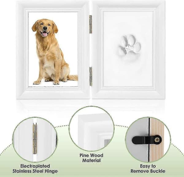 Pet Paw Print Keepsake Kit, Photo Frame With Clay Print Kit, Personalized Gift For Dog Lovers