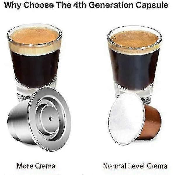 Kapsel, Gjenbrukbar, Rustfritt Stål, 3 Stk Påfyllbare Pader For Nespresso + 1 Tamp + 1 Skje + 1 Børste