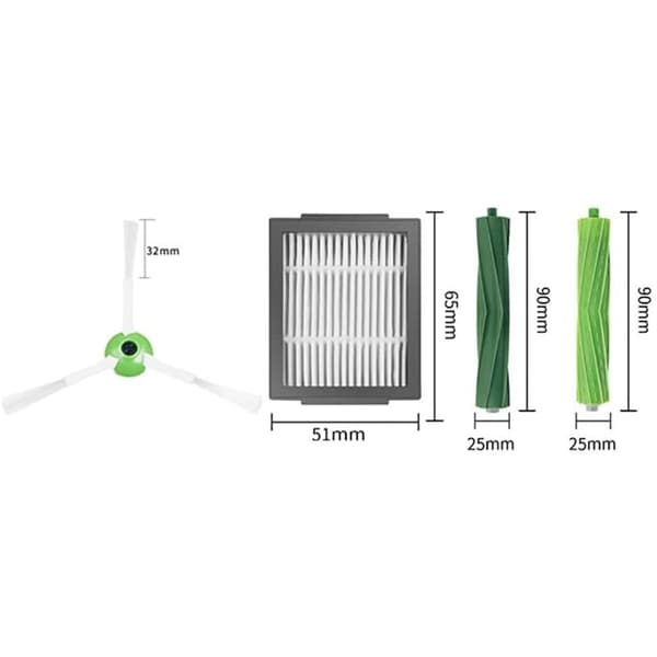 Triomphe Reservedele Kit Kompatibel med E-Serie E5 E6 i-Serie i7 i7+ i7 Plus Robotter 1 Sæt GumMIBørster 3 Filtre 3 FejeBørster