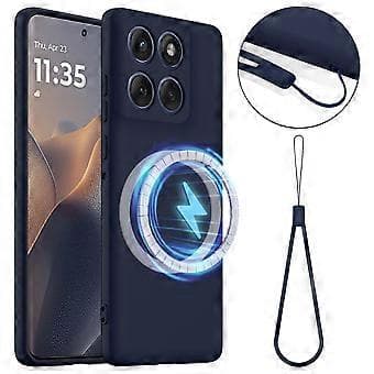 Case for Motorola Edge 60 Pro 5G Compatible with MagSafe Anti-Drop Liquid Silicone Phone Case Dark Blue