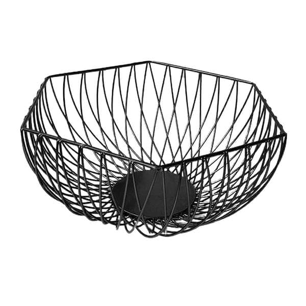 Robust Wrought Iron Fruit Basket 25x25x14cm/28.5x28.5x12cm for Serving from Kitchen to Table with Smooth Multi-Process Craftsmanship