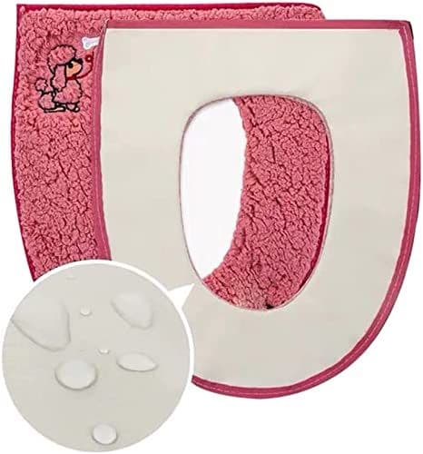 Warm Plush Washable Thick Toilet Seat Cover Mat with Handle and Zipper