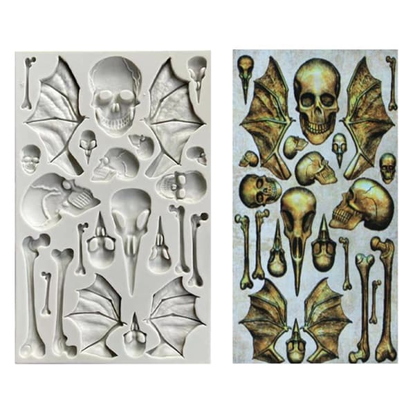 Halloween Silicone Mold Quick Release Non-stick Food Grade Cupcake Cake Decorating Bat Skull Bone Shape Chocolate Mold For Bakery