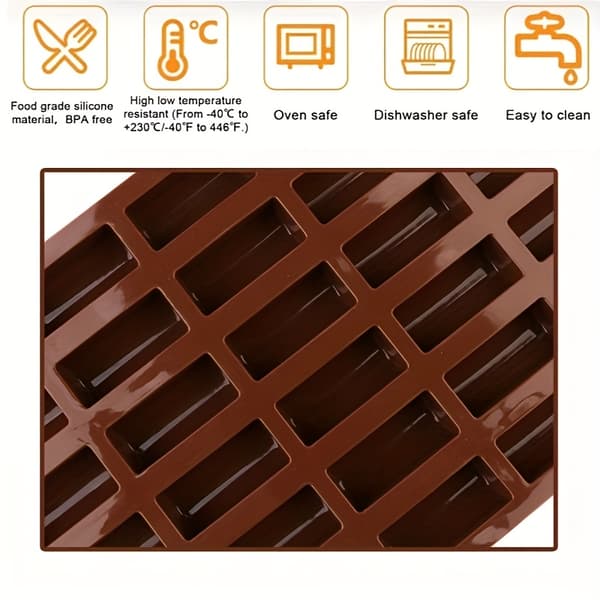 30-hulls non-stick silikonform for müslibarer, sjokoladetrøfler, brownies, ostekake, pudding