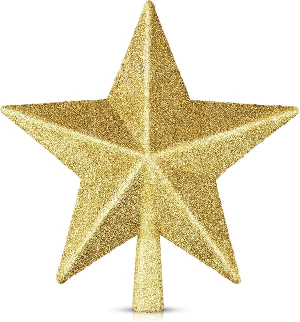 1 stk 6\" Juletræsstjerner, Guld Glitter Juletræsdekoration
