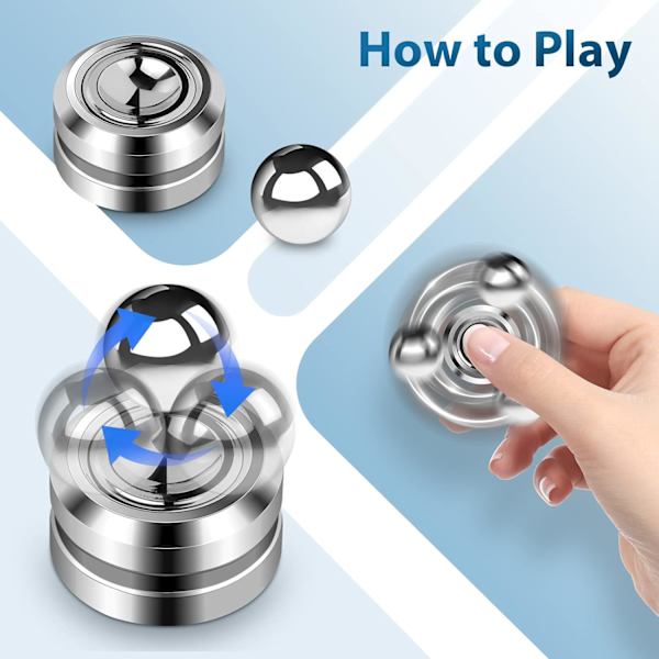 Magnetisk Orbit Fidget Spinner - 360° Metall Orbiter - ADHD Stresslindring for Alle (Sølv)