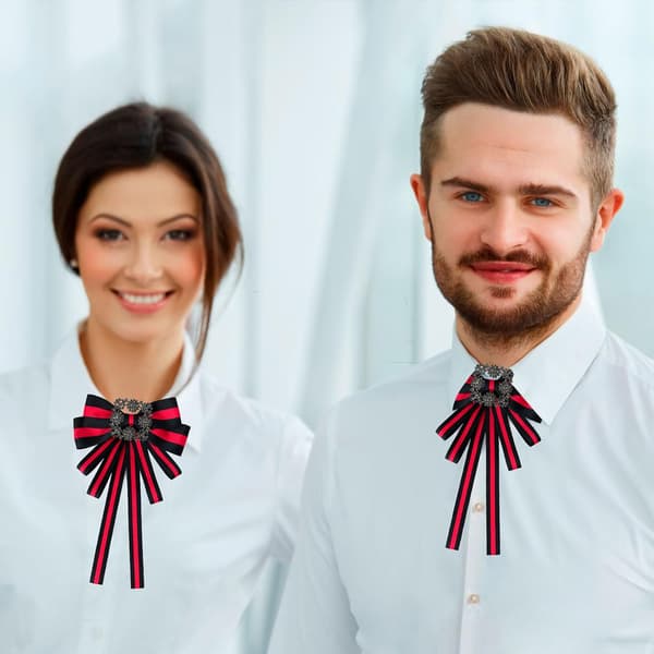 Sort butterfly til kvinder, stor dame-slips, bånd med rhinsten, sløjfe, uniformsskjorte, rød - Red