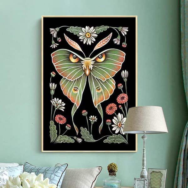 Diamantmalerier til voksne, 5D diamantmaleri Luna Moth