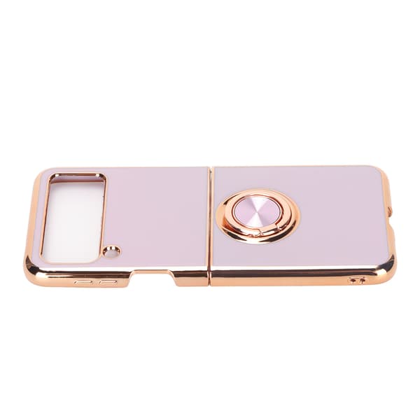 Smartphone Protective Case Car Magnetic Phone Case with 360 Degree Rotation Finger Loop Stand for Z Flip 3 Light Purple