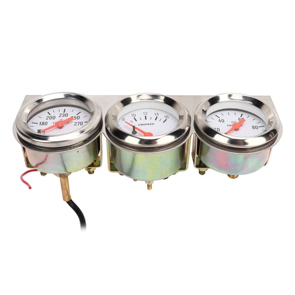 52mm Car Triple Gauge Kit White Dial 12V Oil Pressure Water Temperature Voltmeter Car Meter with Sensor